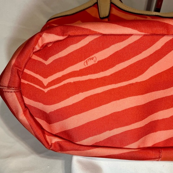 COACH Devin Signature Orange Zebra Print Large Shoulder Bag #F24022 - Picture 8 of 16